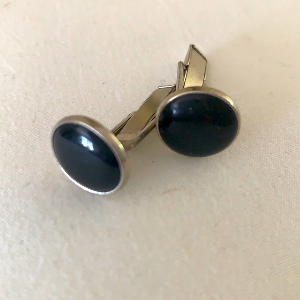 Men’s onyx and silver cufflinks, black tie or wedding